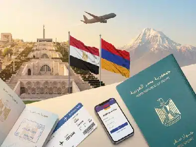 نموذج التأشيرة الإلكترونية (E-Visa) لأرمينيا للمواطنين المصريين 2025. تُظهر الوثيقة كيفية الحصول على فيزا أرمينيا للمصريين بسهولة عبر الإنترنت